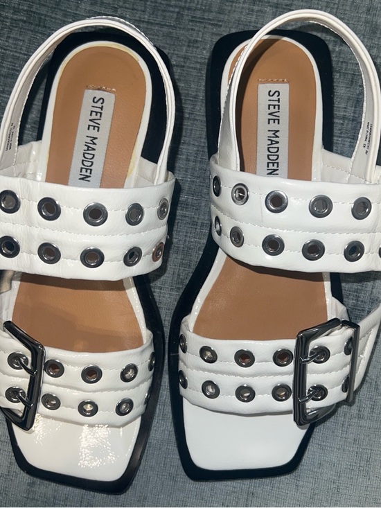 Steve Madden Shoes - Steve Madden White Studded Buckle Slingback Sandals